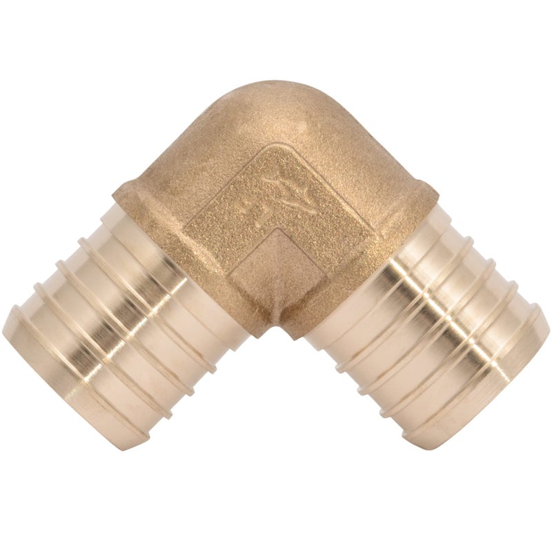 SharkBite 1-1/4 Inch Crimp 90 Degree Elbow, Brass Plumbing Fitting, PEX Pipe, PE-RT, UC0235 - Image 1